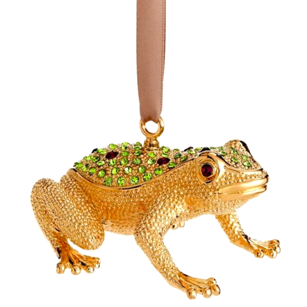 L'object Christmas ornament Frog 24 k platinum plating amethyst &Swarovski